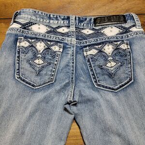 Premiere By Rue21 Denim Jeans Slim Boot White Bling Pockets & Hips - 7/8 Regular